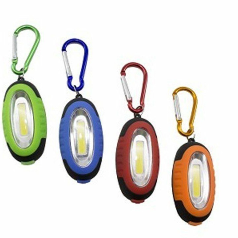Colors COB LED FlashLight w Emergency Strobe KeyChain Key Ring  *COLOR CHOICE*
